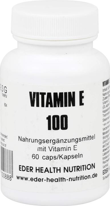 Nutritional values and ingredients Eder Health Nutrition EHN Vitamin E 100 Capsules, 60 Capsules (60 Piece, Capsules)