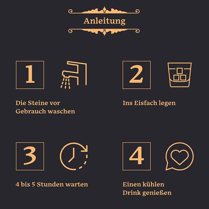 Produktbild Gourmeo 8 Whiskey Steine in Holzbox L, 2 Gläser (Whisky Steine)