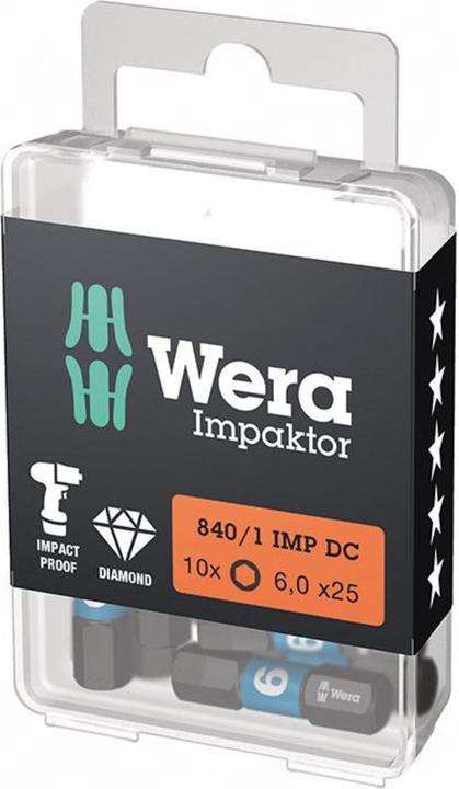 Produktbild Wera Bit 840/1 IMP DC 6 mm Länge 25 mm 1/4 ″ C6,3 Impaktor, DC