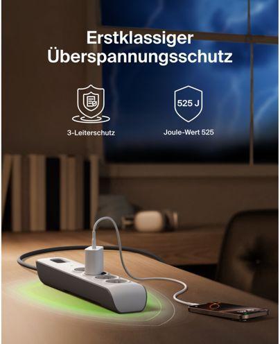 Actual product image Belkin Steckdosenleiste 4-fach 2 Meter Netzkabel BSV400vf2M-V2 (4x, CEE 7/3, 2 m)