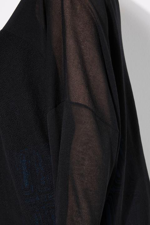 Actual product image Ulla Popken Openwork Checked Long Sleeve Sweater (46, 48)