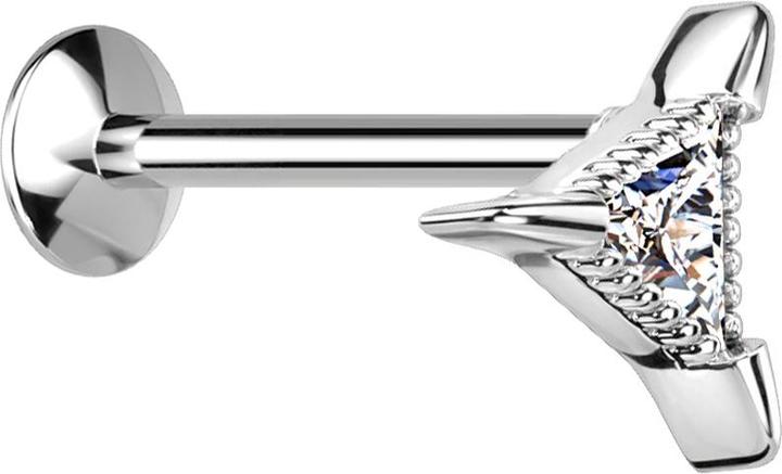 Image du produit Star Piercing Micro Threadless UFO Labret argenté Triangle argenté Cristal triangulaire argenté (Laiton, Acier chirurgical 316L)