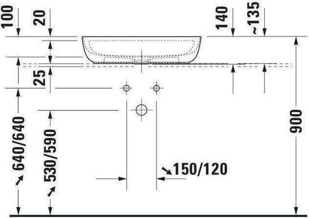 Actual product image Duravit Countertop basin LUV o ÜL m HLB 600x400mm 1 tap hole white (400 mm, 600 mm)