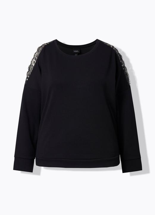 Produktbild Ulla Popken Sweatshirt, Spitzeneinsatz, Rundhals, Langarm (60)