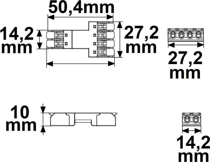Produktbild Isoled Durchgangs-Steckverbinder 2-polig Input, 2x2-polig Output, 0,5-2,5mm², max. 250V/10A