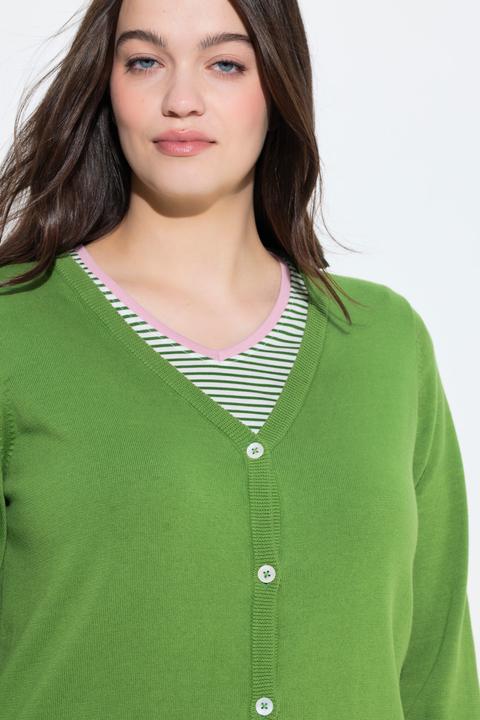 Produktbild Ulla Popken Twinset-Strickjacke, V-Ausschnitt, Langarm (58)