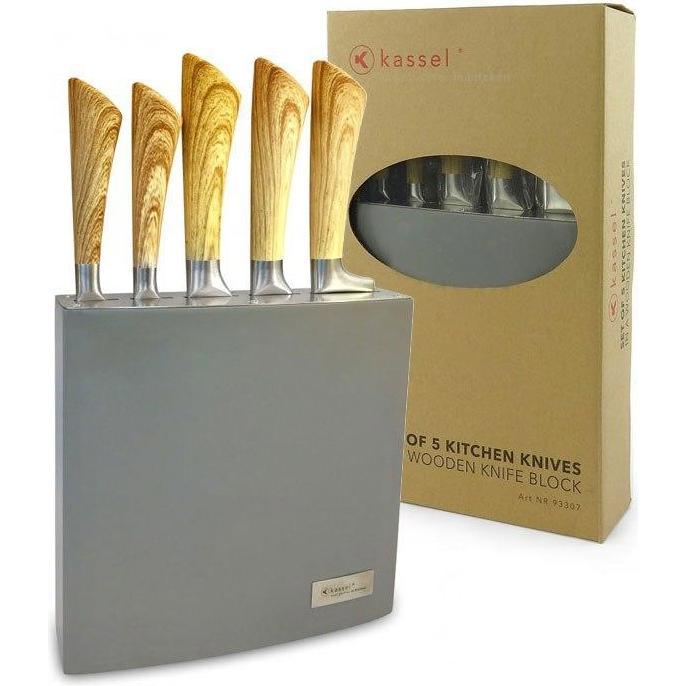 Thumbnail - Kassel University 5 KNIVES IN VARNISHED WOOD BLOCK 93307, Messerblock, Braun