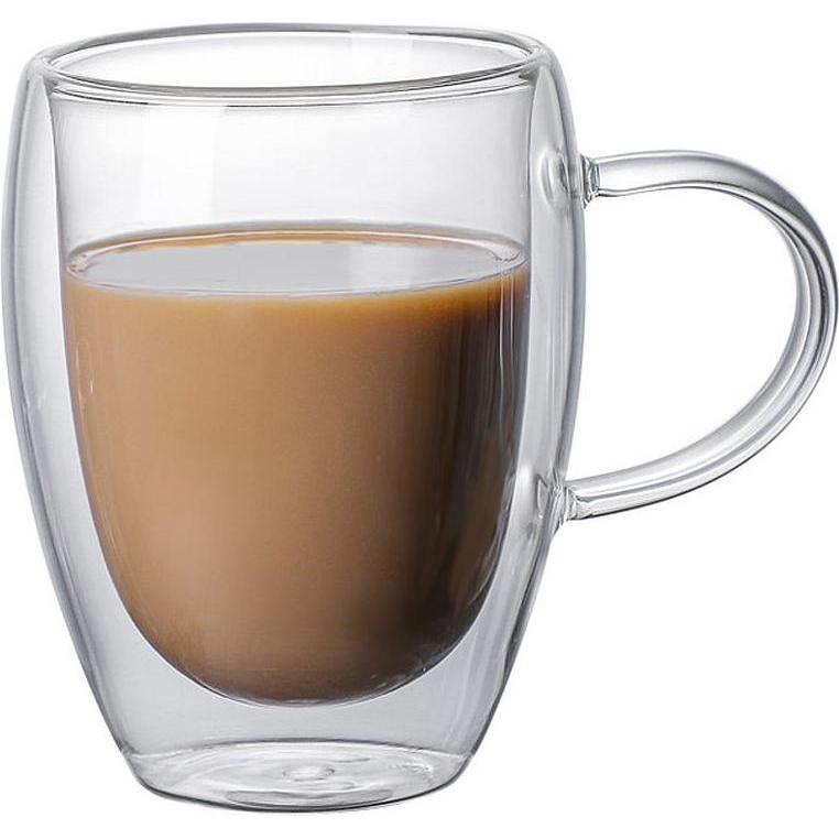 Bdt Doppelwandige Thermoglastasse Tasse, Borosilikatglas, 350 ml, spülmaschinengeeignet, Tazza, Trasparente