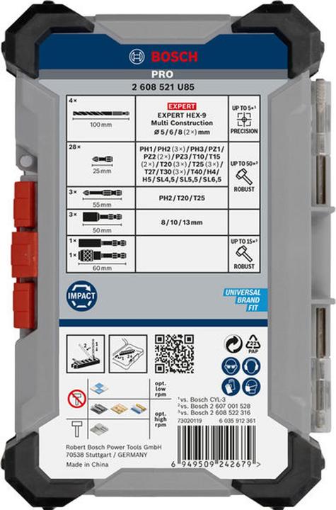 Actual product image Bosch Professional Zubehör PRO Impact Screwdriver Bits and Multi Construction Drill Mixed Set, 40 pcs. (Allen screw, Cross Phillips PH, Cross Pozidriv PZ, Hexagon socket TX)