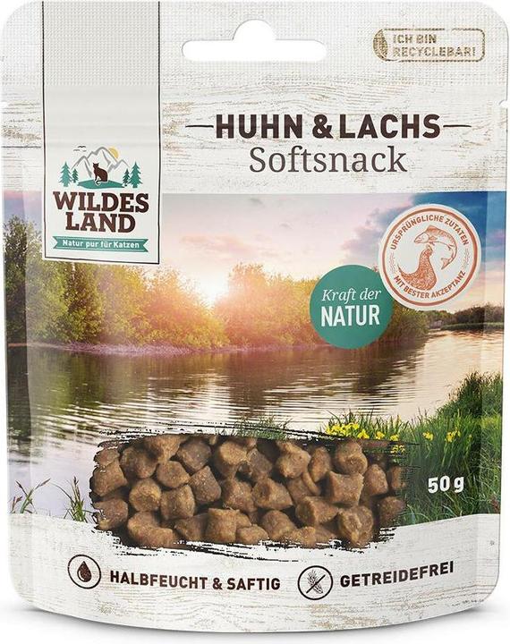 Actual product image Wildes Land Soft snack chicken & salmon 50 g, snack type: treat (Adult, 1 pcs., 50 g)
