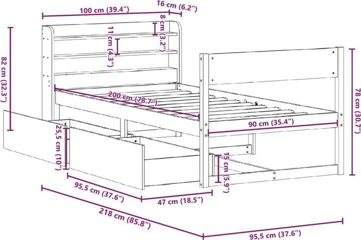 Image du produit vidaXL Bettgestell (90 x 200 cm)