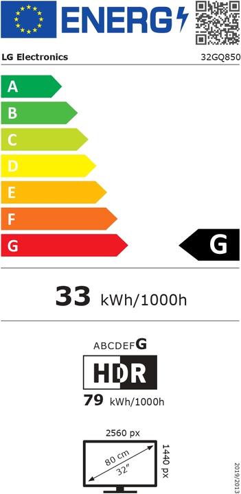 Etichetta energetica LG UltraGear 32GQ850-B (2560 x 1440 pixel, 32")