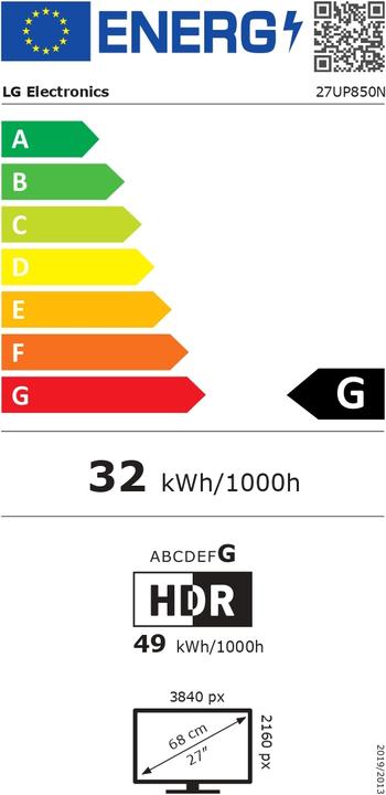 Energy Label LG 27UP850N-W (3840 x 2160 Pixels, 27")