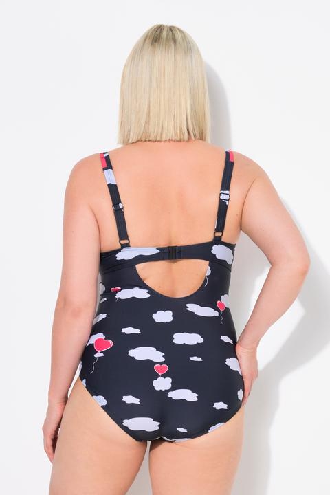 Actual product image Ulla Popken Heart and Cloud Print One Piece Underwire Swimsuit (60)