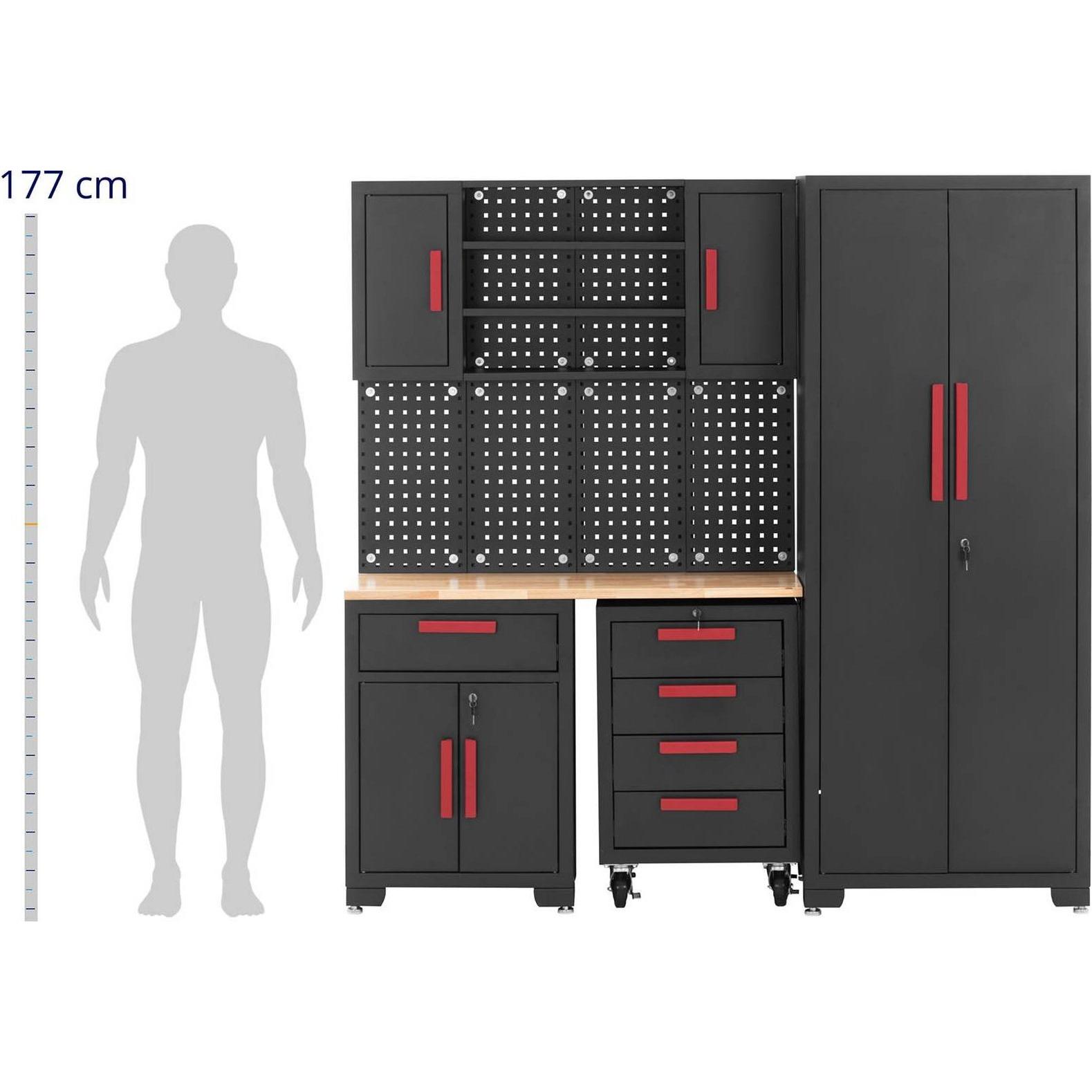 Thumbnail - MSW, Werkstattschrank, Werkstattschrank modular 120,3 x 42,7 x 2,5 cm Platte Lochwand Rollcontainer (19 cm, 4.90 cm)