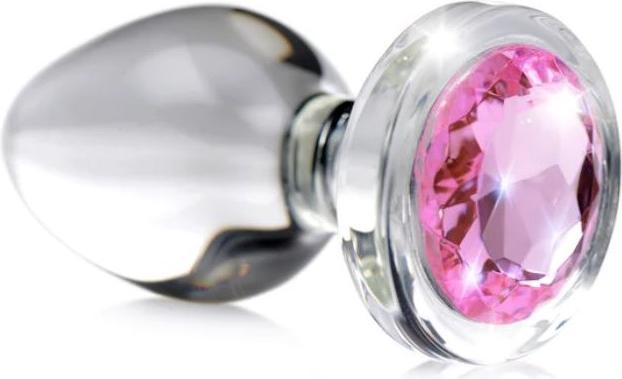 Immagine prodotto XR Brands Plug anale in vetro rosa con pietra preziosa grande