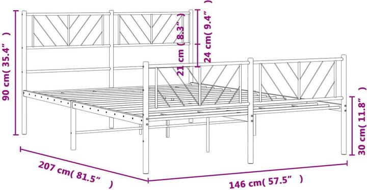 Produktbild vidaXL Metall Bettgestell (140 x 200 cm)