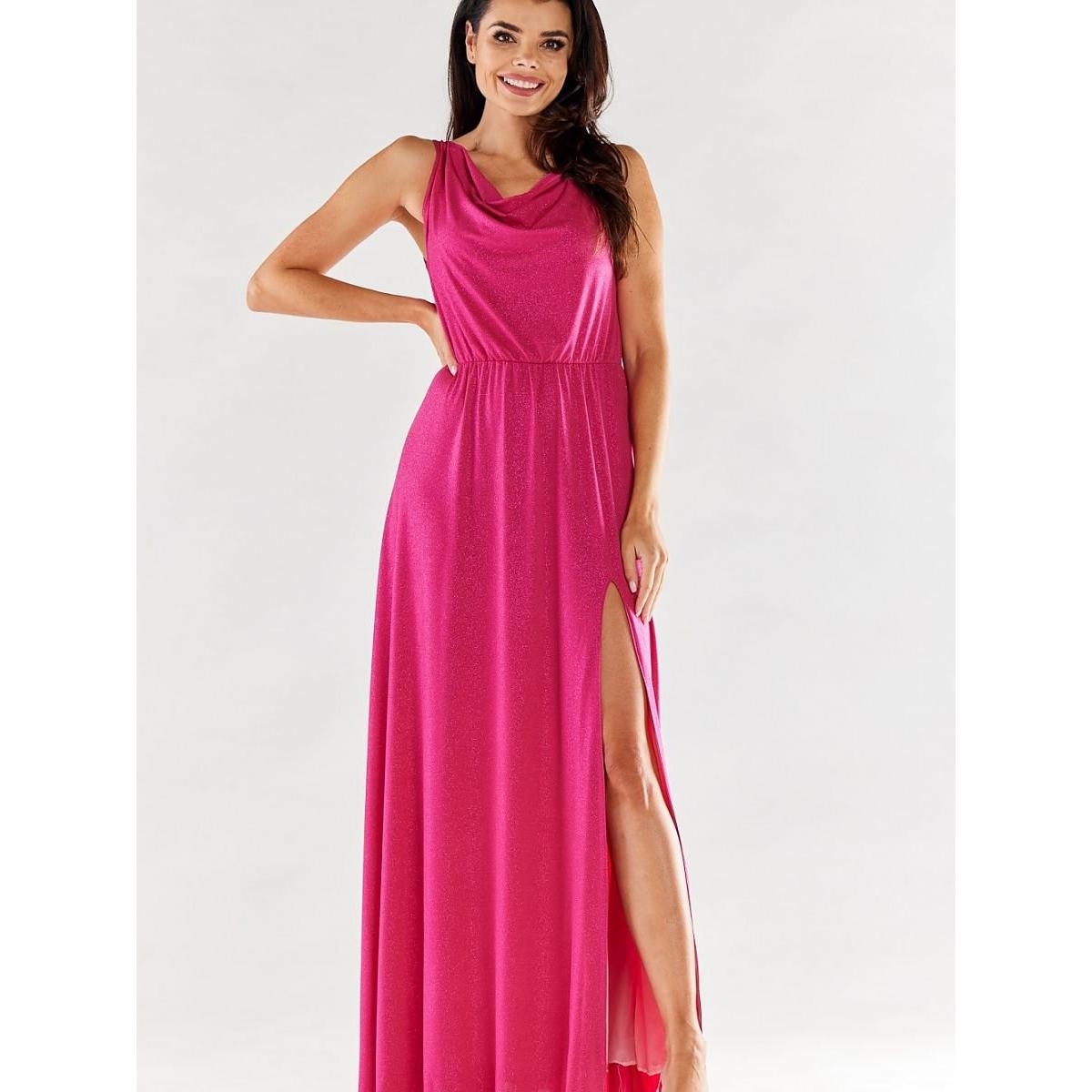 Awama, Damen, Kleider, Langes Kleid, Rosa, (L)