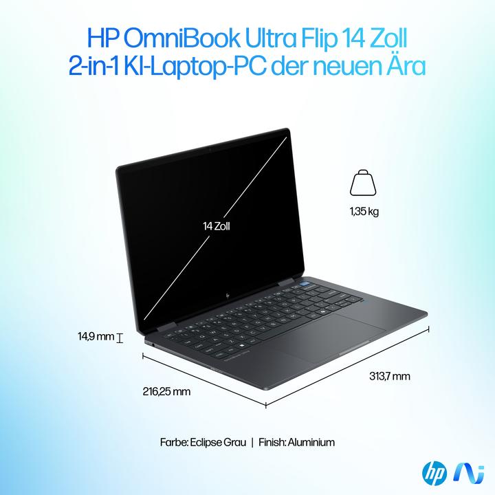 Image du produit HP OmniBook Ultra Flip 14-fh0079ng (14", 2000 Go, 32 Go, DE, Intel Core Ultra 7 258V)
