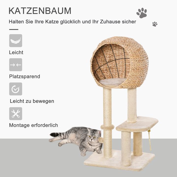 Actual product image PawHut Cat tree with cave (100 cm, Beige)
