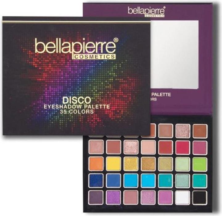 Bellapierre Cosmetics Bellapierre Disco Eyeshadow Makeup Palette 35 bunte Farbtöne Matte Satin Shimmer Glitter Finishes N
