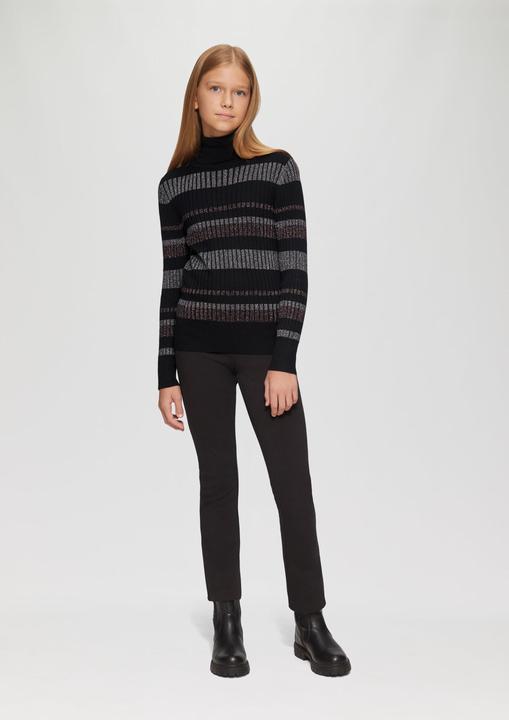 Image du produit S.Oliver Strickpullover Schmaler Rollkragenpullover mit Streifen aus Glitzer-Garn (146, 152)