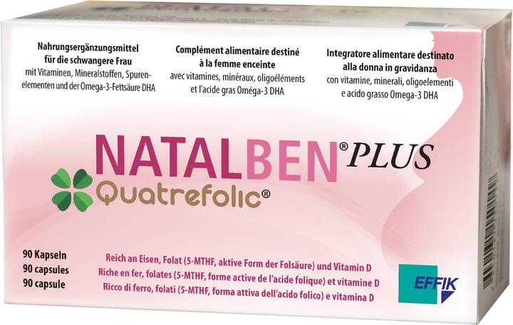 Actual product image Natalben Plus Quatrefolic (90 pcs., Capsules, 672 ml)