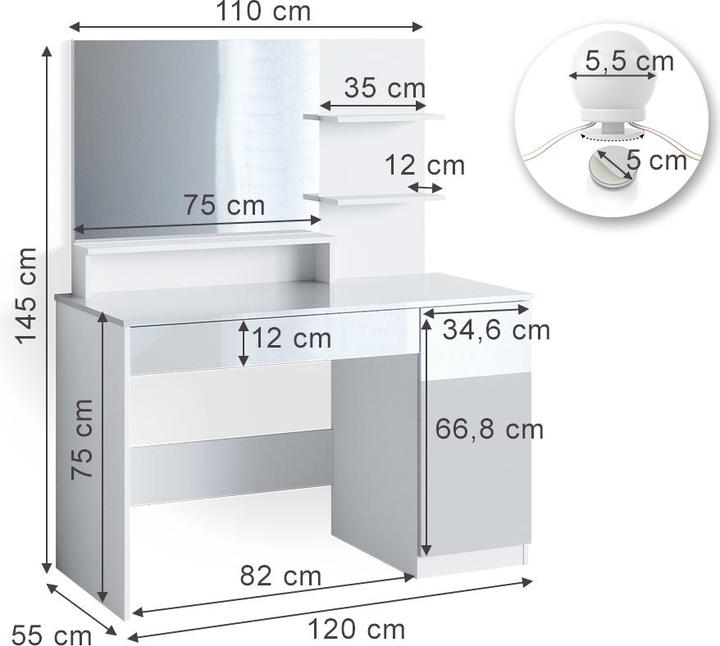 Immagine prodotto Vicco Elisa (120 x 55 x 145 cm)