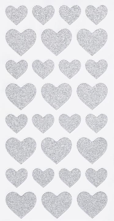 Image du produit Hobby Fun Autocollants pailletés Coeurs argentés