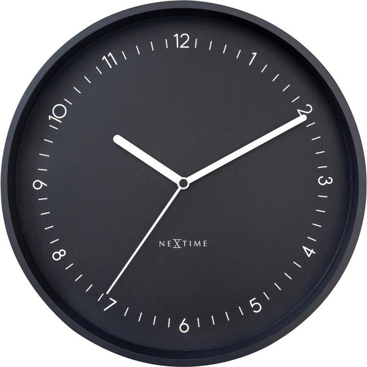 Actual product image Nextime 3305ZW - Berlin" wall clock, Silent, Black, Aluminium, 30 cm (30 cm)