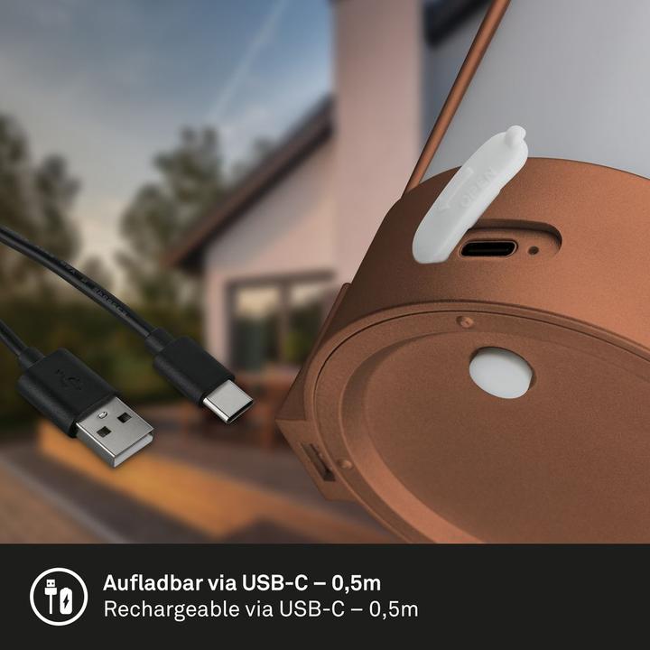 Produktbild Briloner Akku LED Tischleuchte, Braun metallic matt, IP44