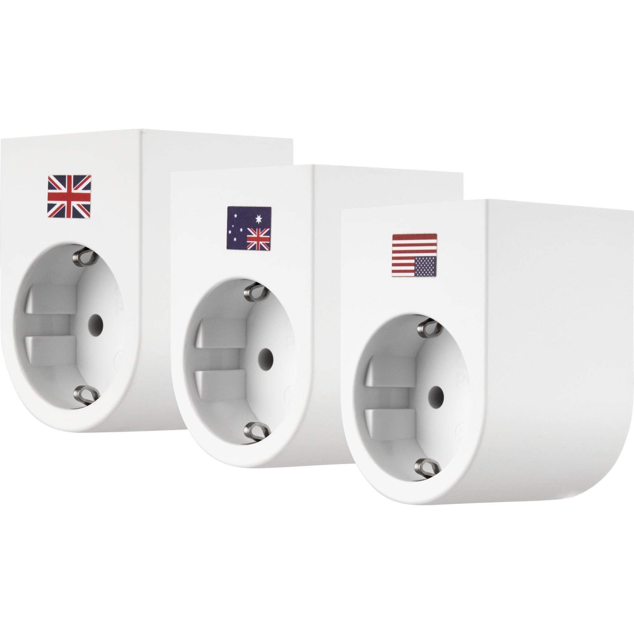 Thumbnail - REV, Reiseadapter, Reisestecker Traveler 3er Set 1xAUS/CN 1xUSA 1xUK