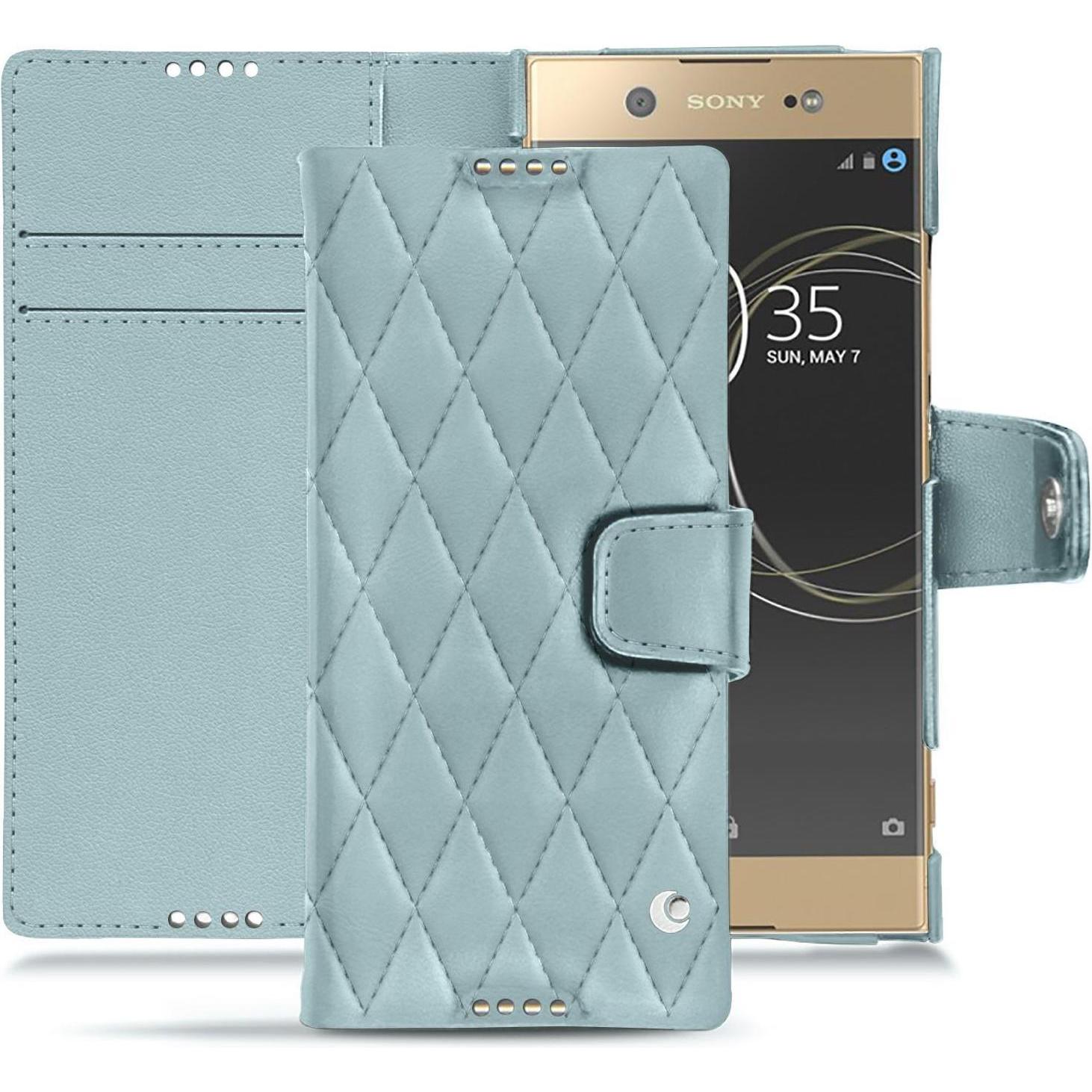 Noreve Lederschutzhülle Wallet (Sony Xperia XA1 Ultra), Smartphone Hülle, Blau