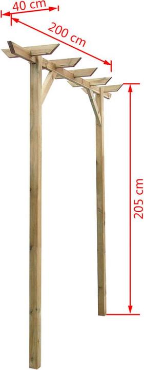 Actual product image vidaXL Garden pergola 200x40x205 cm wood (200 cm, 40 cm)