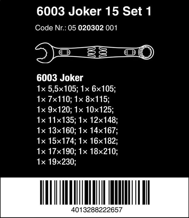Image du produit Wera 6003 Joker 15 Set 1 (19 mm)