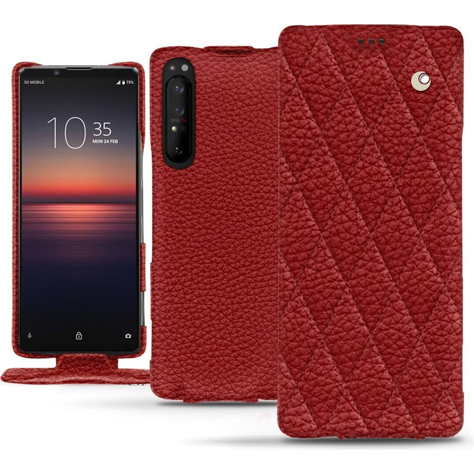 Noreve Lederschutzhülle vertikal (Sony Xperia 1 II), Smartphone Hülle, Rot