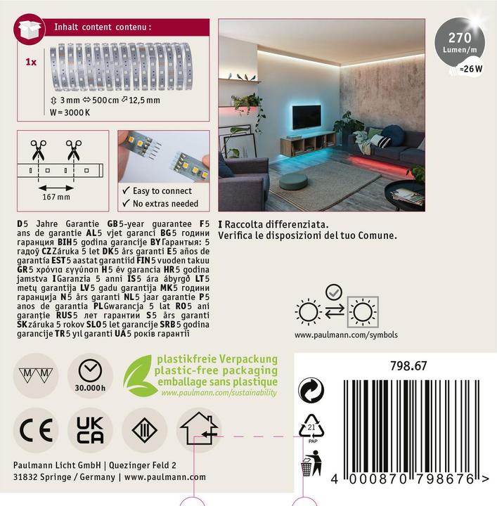 Actual product image Paulmann MaxLED 250 Stripe (Warm white, 500 cm, Indoor)
