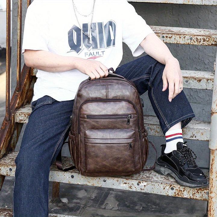 Produktbild Only-Bags.Store Schulterrucksack, PU-Leder Studentenrucksack, Reiserucksack, multifunktionaler wasserdichter