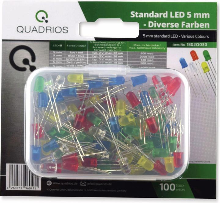 Produktbild Quadrios LED-Sortiment Bunt 20 mA, 30 mA 2 V, 3 V