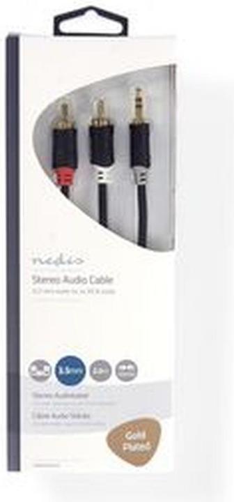 Actual product image Nedis CABW22200AT20. Connection 1: 3.5mm, Connection 2: 2 x RCA, Cable material: Copper clad aluminiu (2 m)