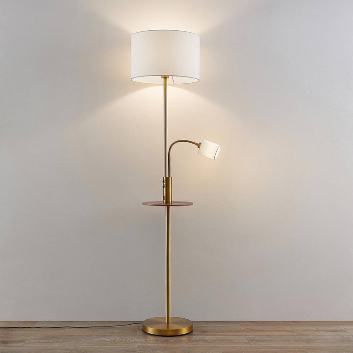 Immagine prodotto Lindby Lampada da terra Aovan con mensola e USB, bronzo (E27)