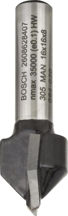 Immagine prodotto Bosch Professional Zubehör Fresa a V, 8 mm, D1 16 mm, L 16 mm, G 45 mm, 90°