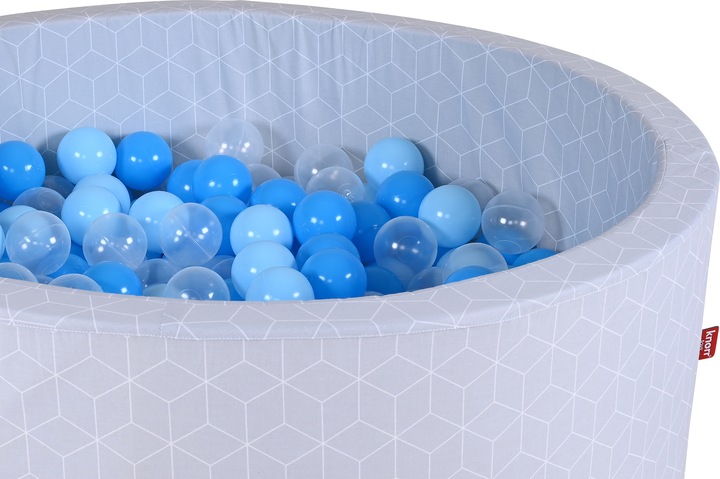 Produktbild Knorrtoys Bällebad soft - "Geo cube grey" - 300 balls soft blue/blue/transparent (ca. 6cm Durchmesser)