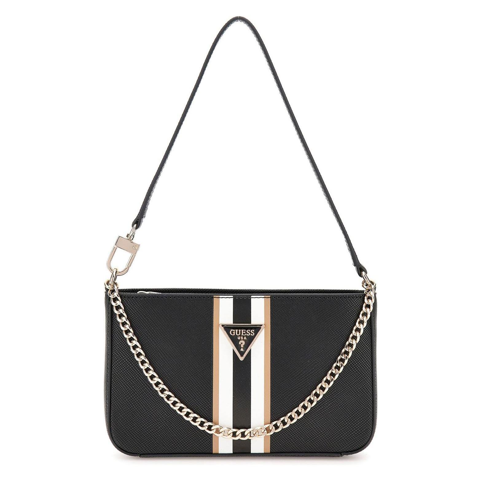 Guess, Damen, Handtasche, Noelle Mini Top Zip Shoulder Bag, Schwarz
