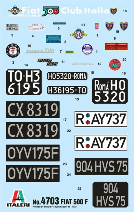 Actual product image Italeri Fiat 500F 1968