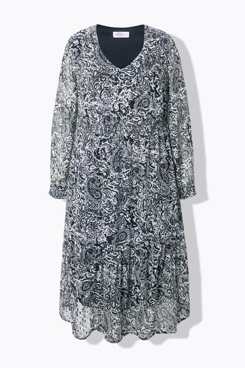 Image du produit Studio Untold Robe midi évasée, texture et motif cachemire (46)