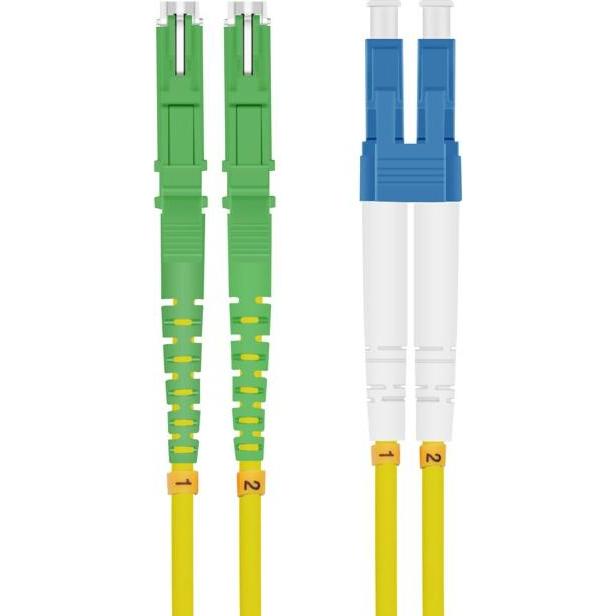 Thumbnail - Helos fiber optic cable E2000 APC (LSH) / LC Duplex 9/125 OSm OS2 yellow 1.0 m (1 m), Netzwerkkabel
