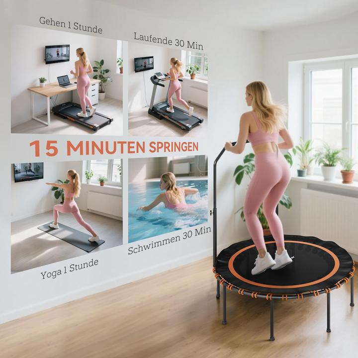 Immagine prodotto SportNow Fitness Trampolin Stahl, Kunststoff Schwarz+Orange (114 cm)