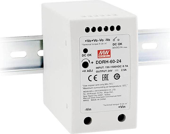 Produktbild MeanWell MEAN WELL DDRH-60-5, 150 - 1500 V, 60 W, 5 V, 10 A, RoHS, 57 mm (50 W)