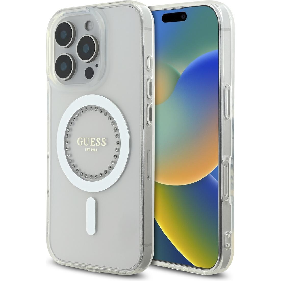 Guess GUHMP16XPFTDTEH iPhone 16 Pro Max 6.9" biały/white hardcase IML Rhinestones MagSafe (Apple iPhone 16 Pro Max) (GUHMP16XPFTDTEH)